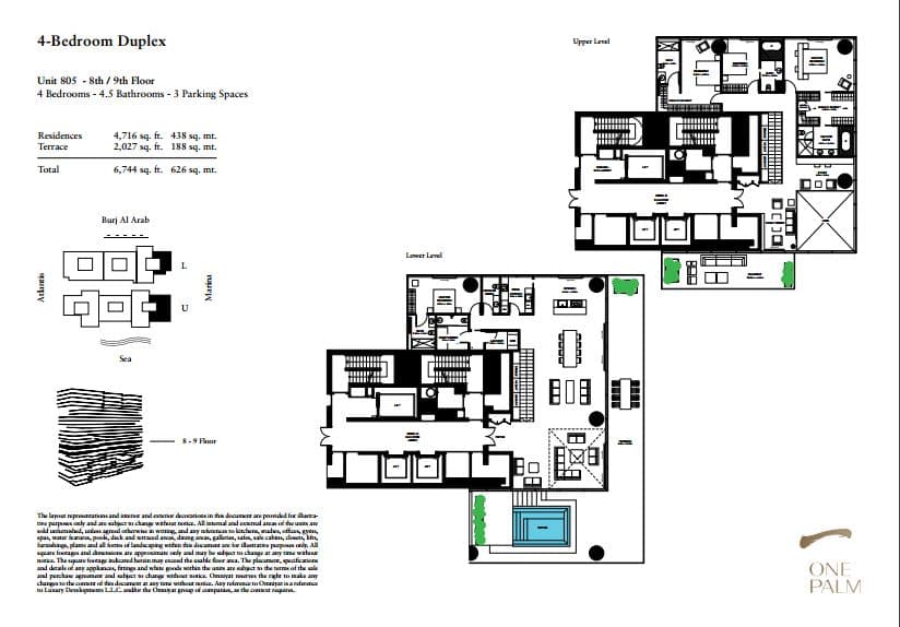 One at Palm Jumeirah 4 Bedroom floor plan