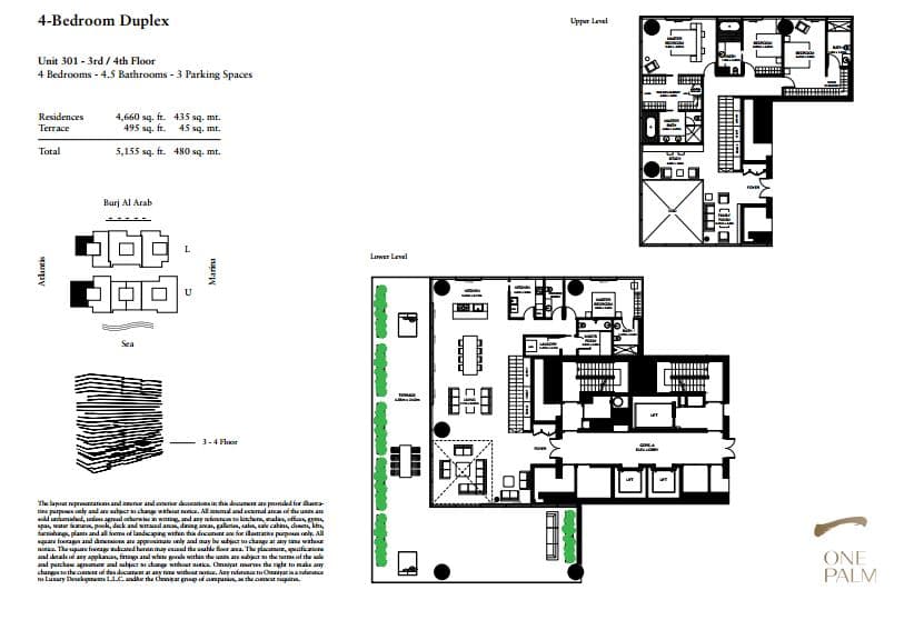 One at Palm Jumeirah 4 Bedroom floor plan