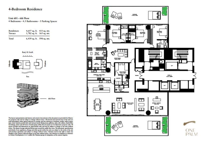 One at Palm Jumeirah 4 Bedroom floor plan