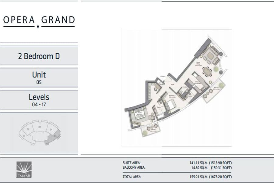 Opera Grand 2 Bedroom floor plan
