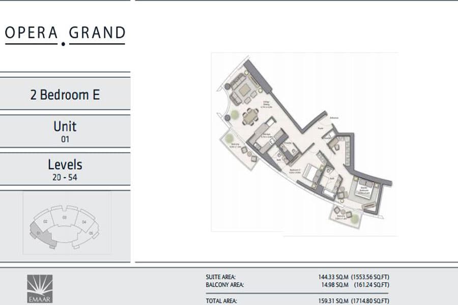 Opera Grand 2 Bedroom floor plan