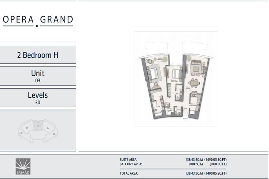 Opera Grand 2 Bedroom floor plan