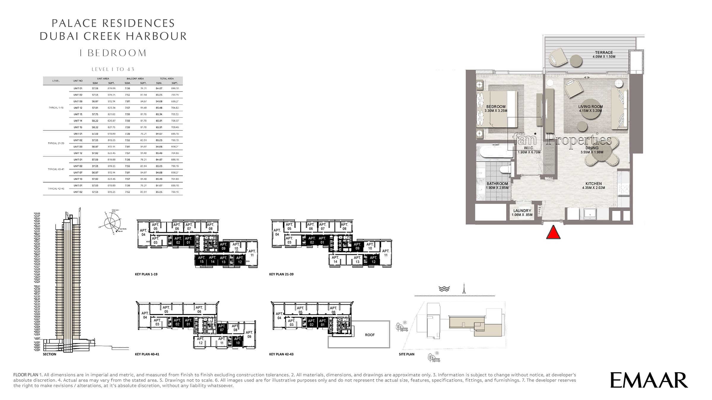 Palace Residences 1 Bedroom floor plan