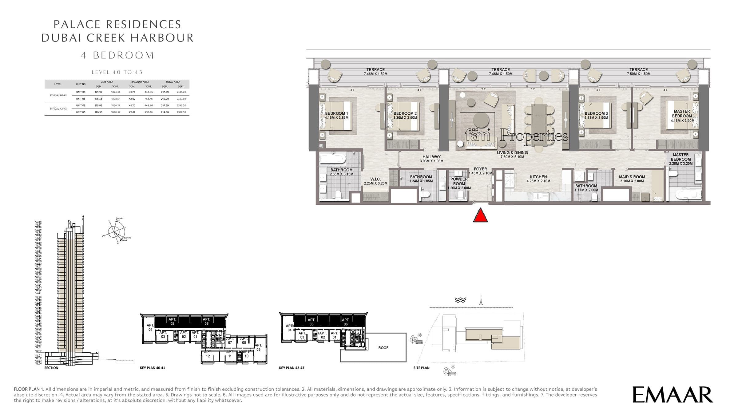 Palace Residences 4 Bedroom floor plan