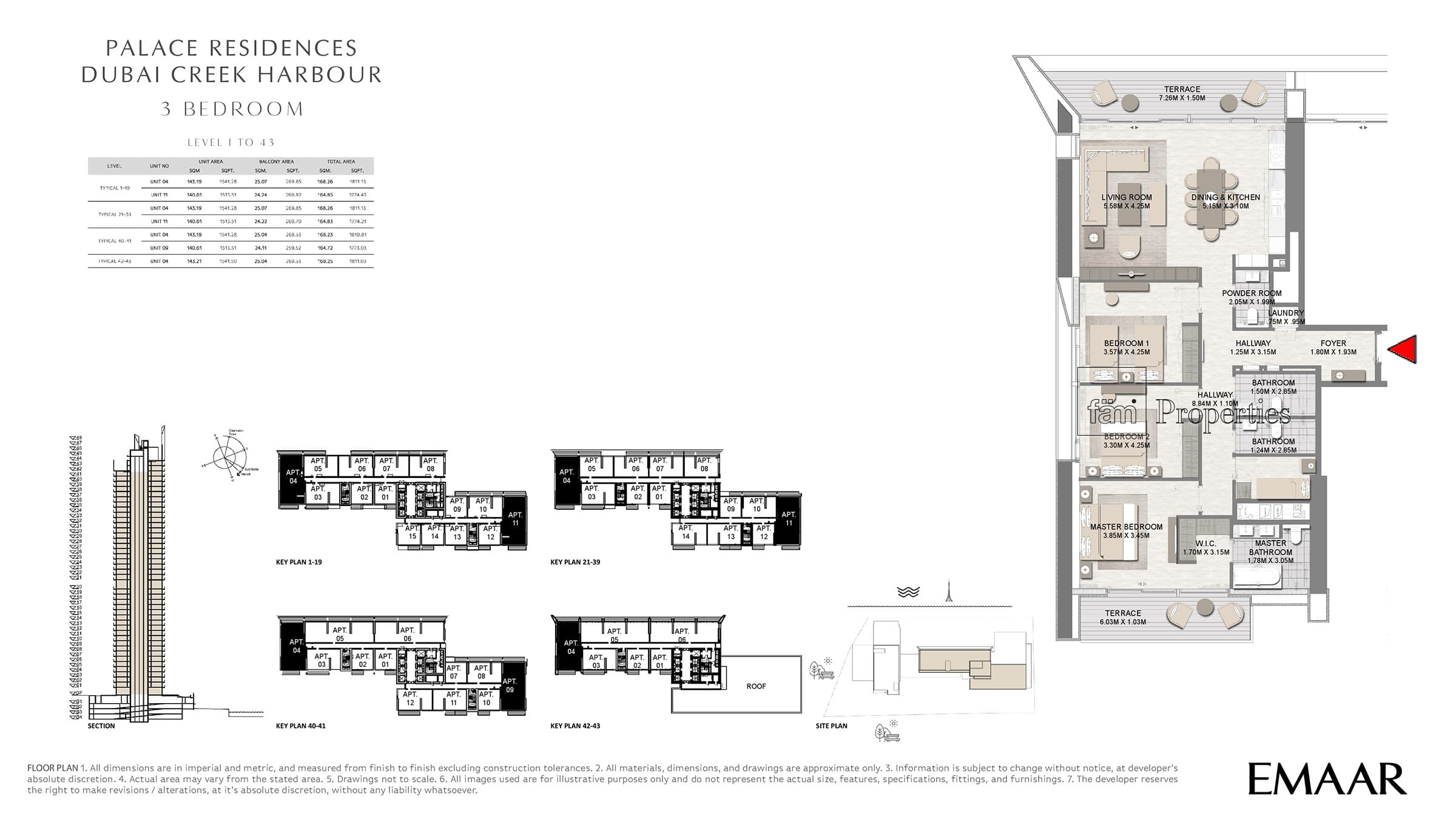 Palace Residences 3 Bedroom floor plan