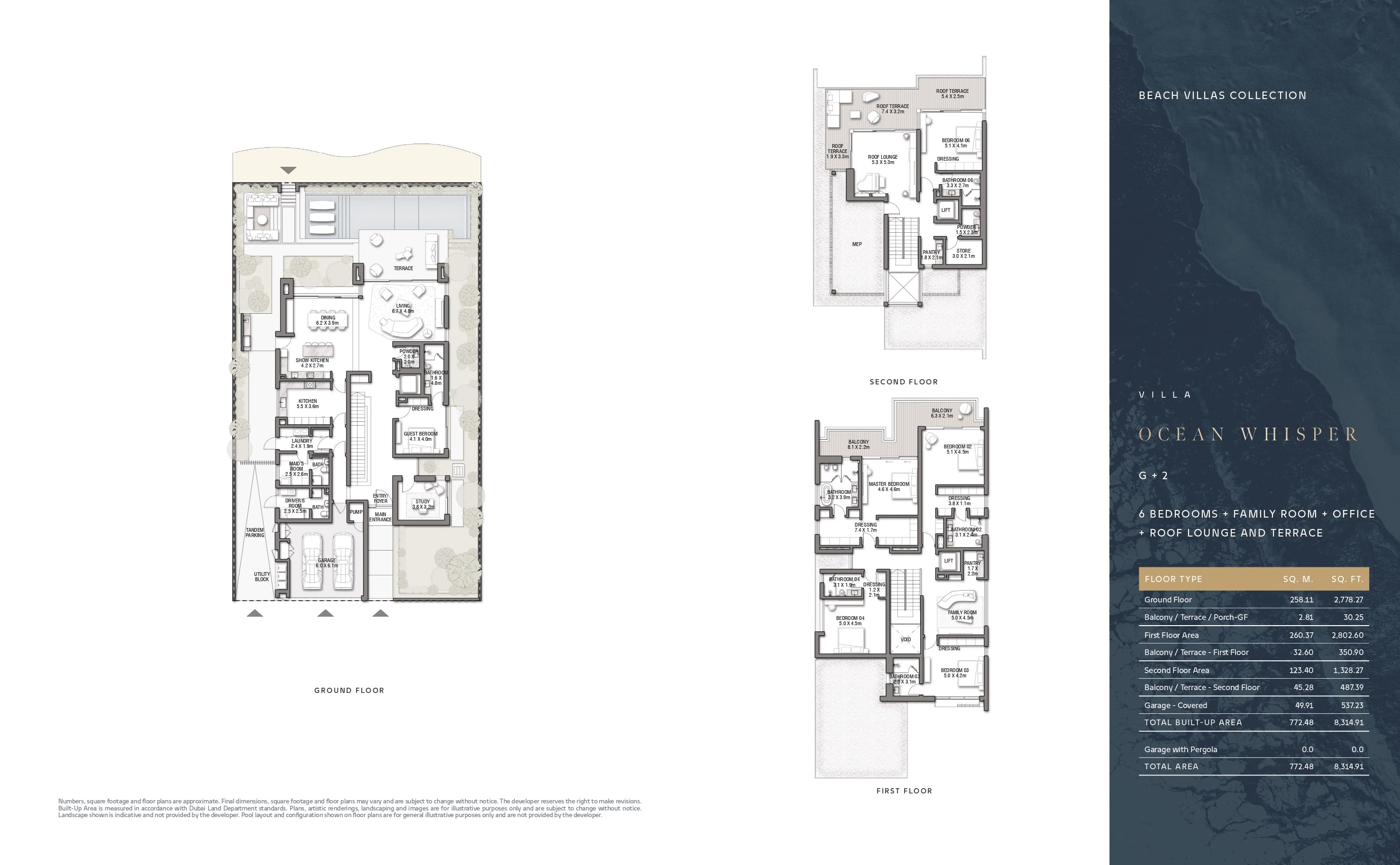 Palm Jebel Ali Villas 6 Bed - Ocean Whisper floor plan