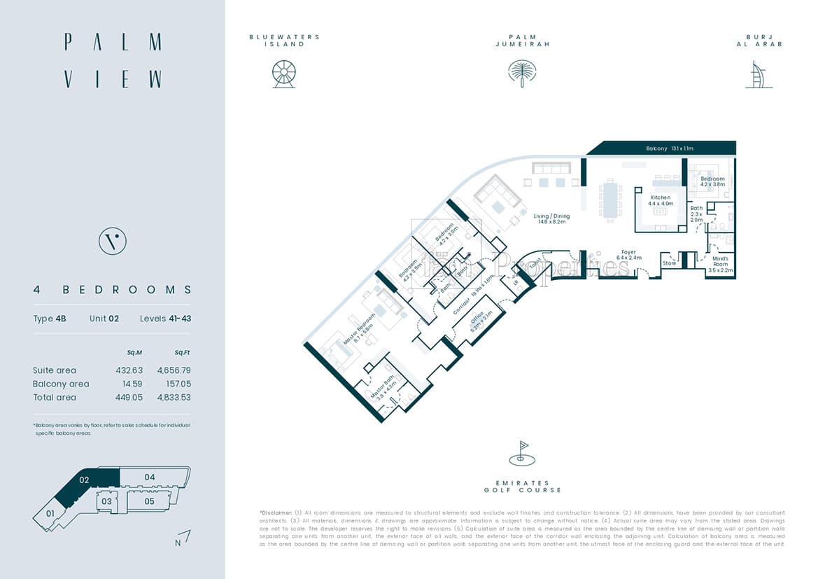 Avani Palm View Hotel and Suites 4 Bedroom floor plan