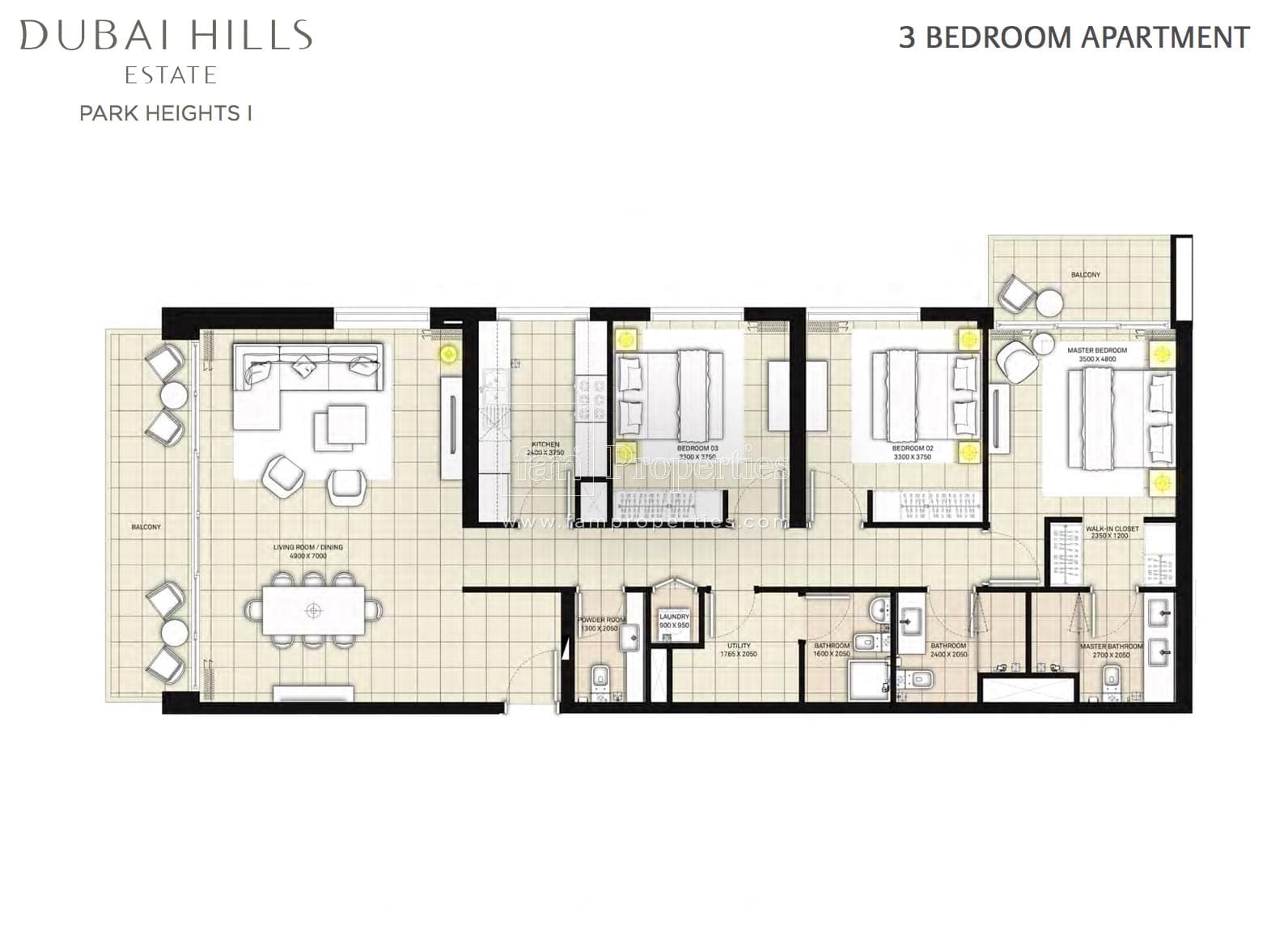 Park Heights 3 Bedroom floor plan