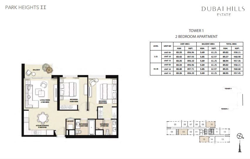 Park Heights 2 Bedroom floor plan