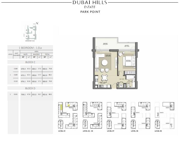 Park Point 1 Bedroom floor plan