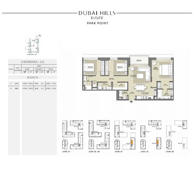 Park Point 3 Bedroom floor plan