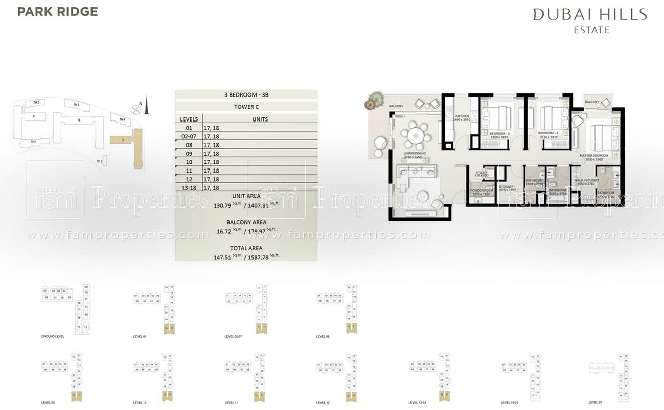 Park Ridge 3 Bedroom - 3B Tower C floor plan
