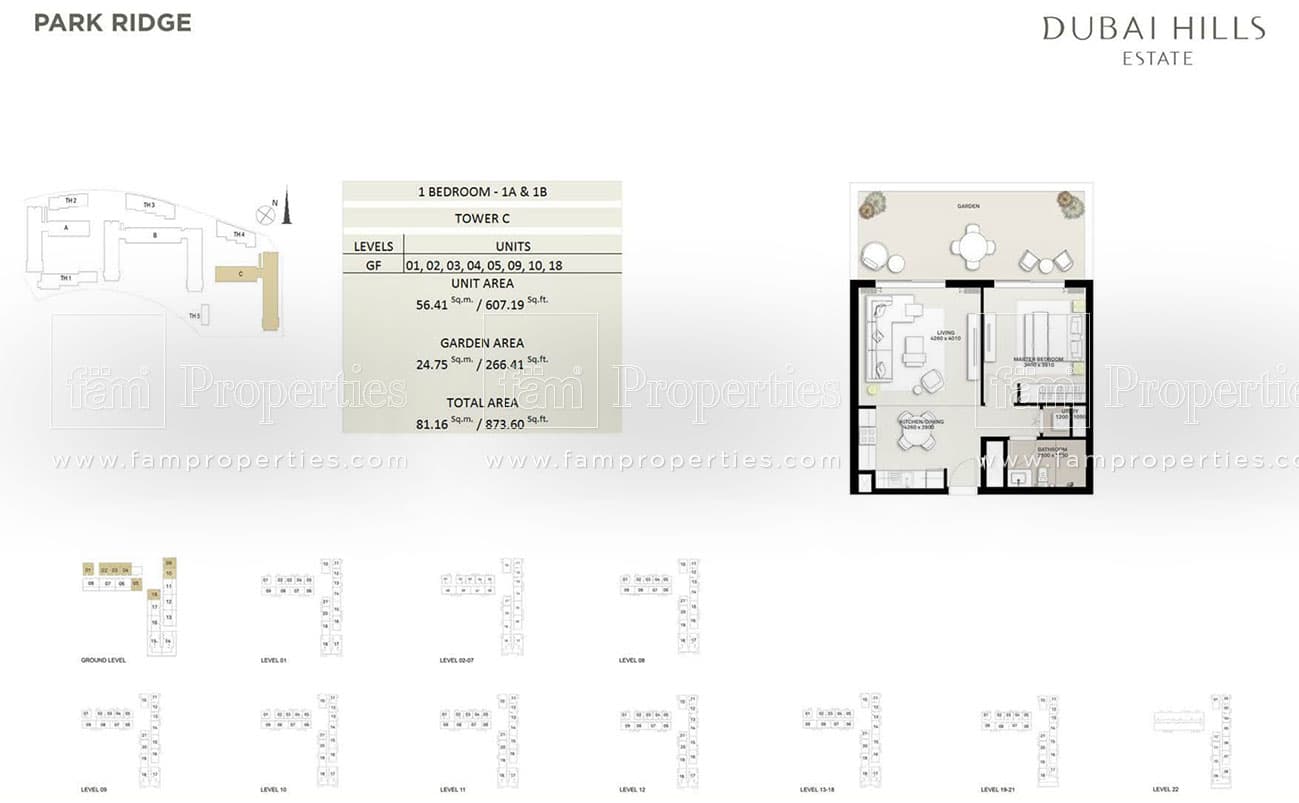 Park Ridge 1 Bedroom - 1A & 1B Tower C floor plan
