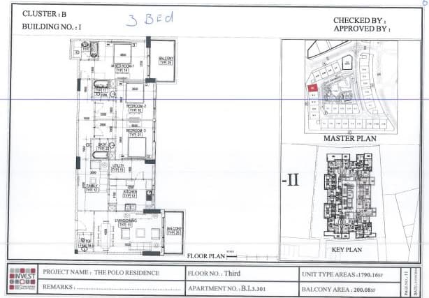 The Polo Residence 3 Bedroom floor plan