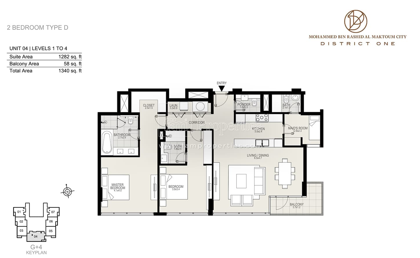 District One Residences 2 Bedroom Type D Levels 1 to 4 floor plan