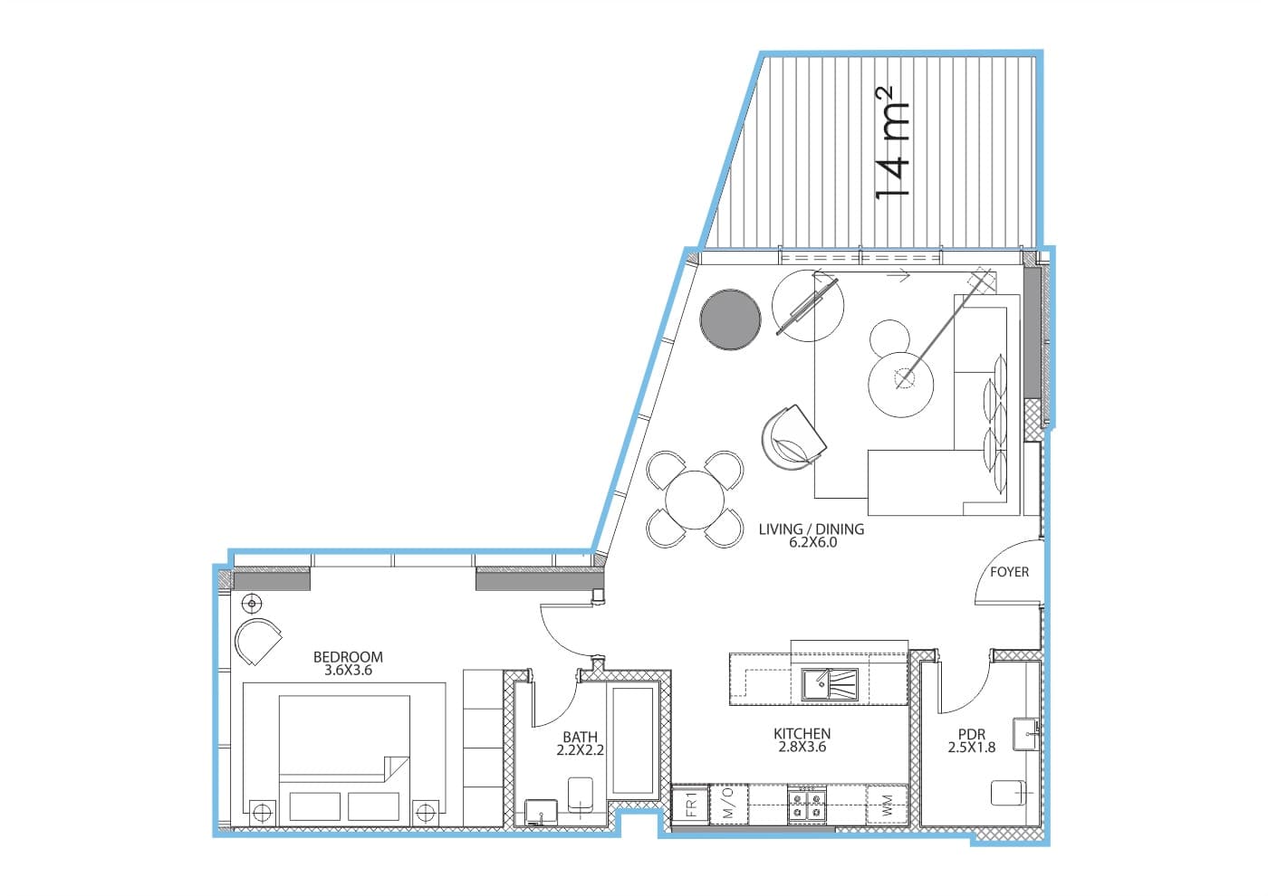 Serenia Residences 1 Bedroom floor plan