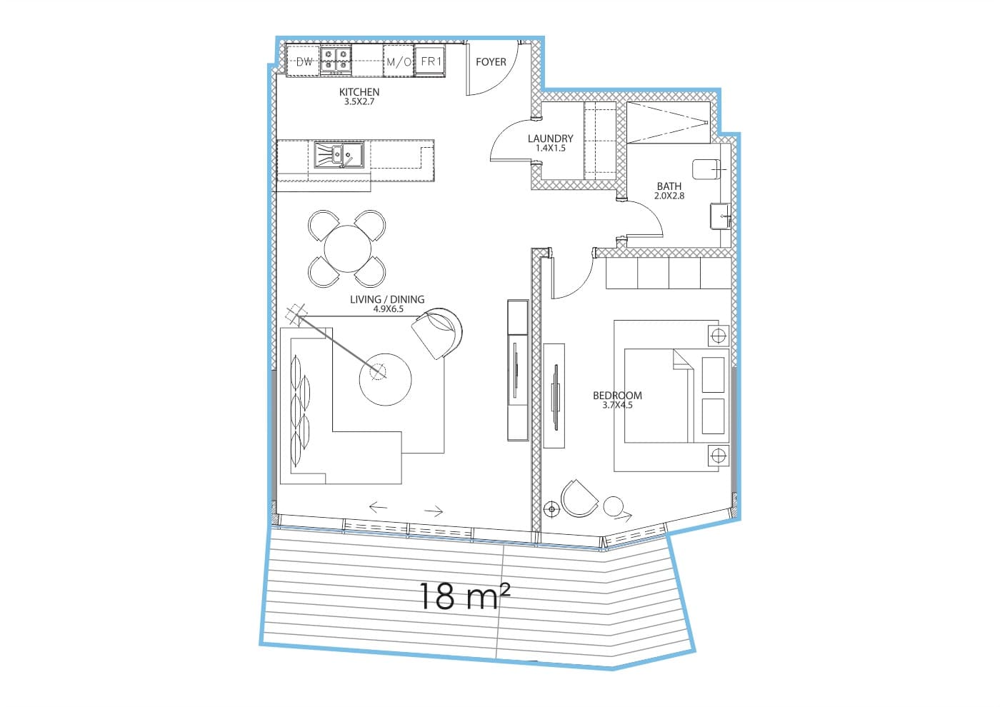 Serenia Residences 1 Bedroom floor plan