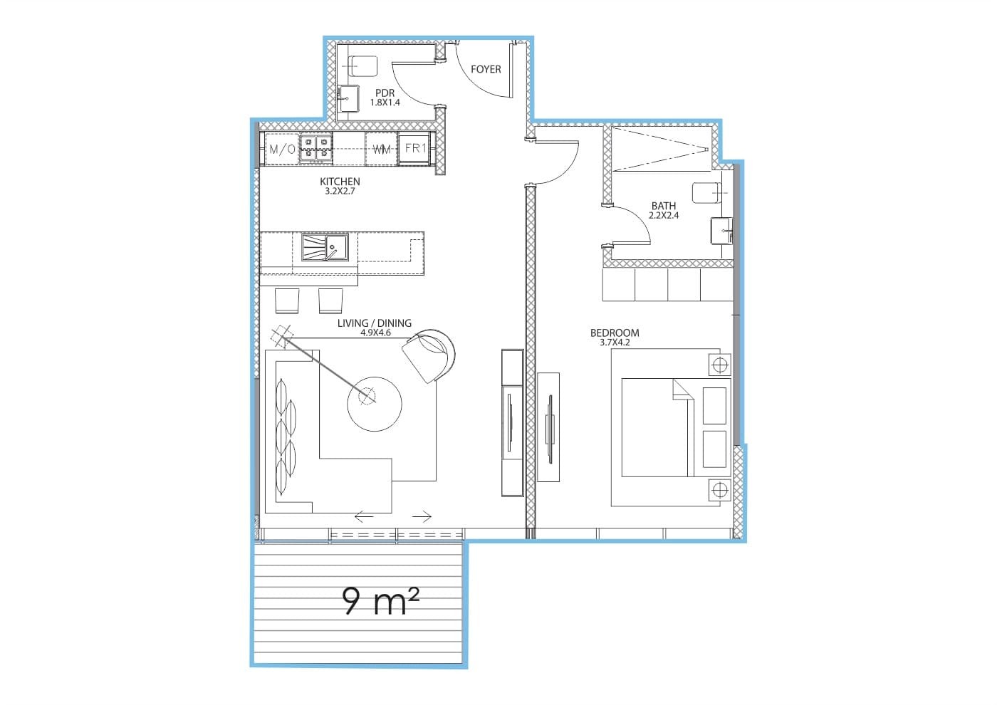 Serenia Residences 1 Bedroom floor plan