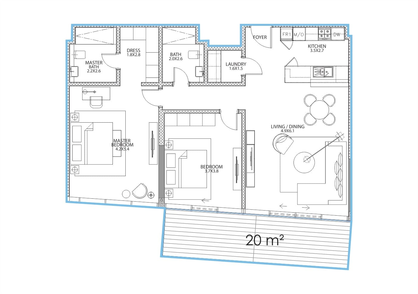 Serenia Residences 2 Bedroom floor plan