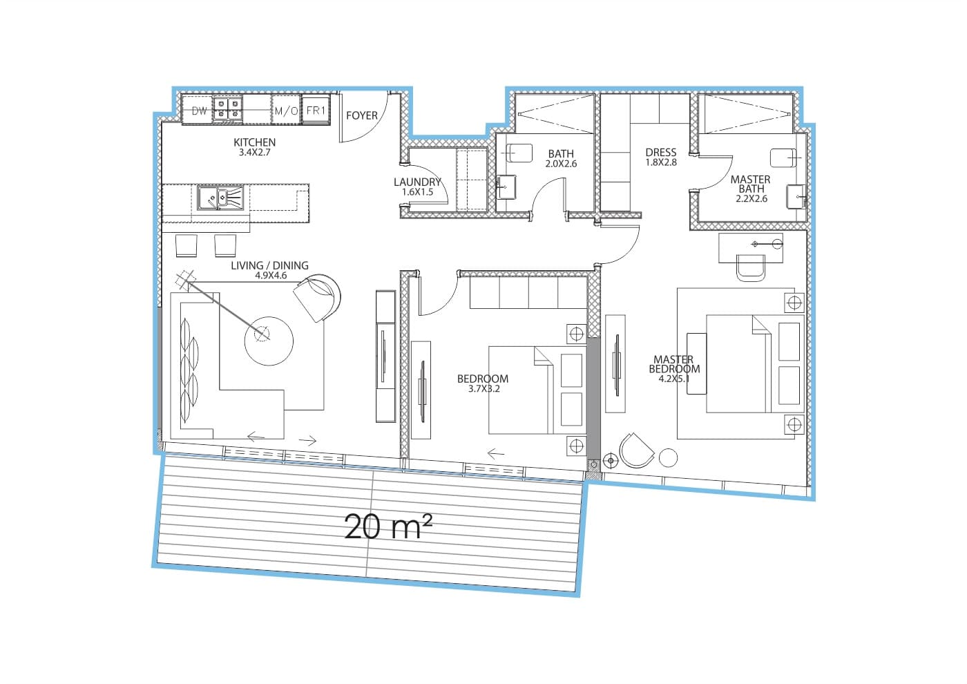 Serenia Residences 2 Bedroom floor plan