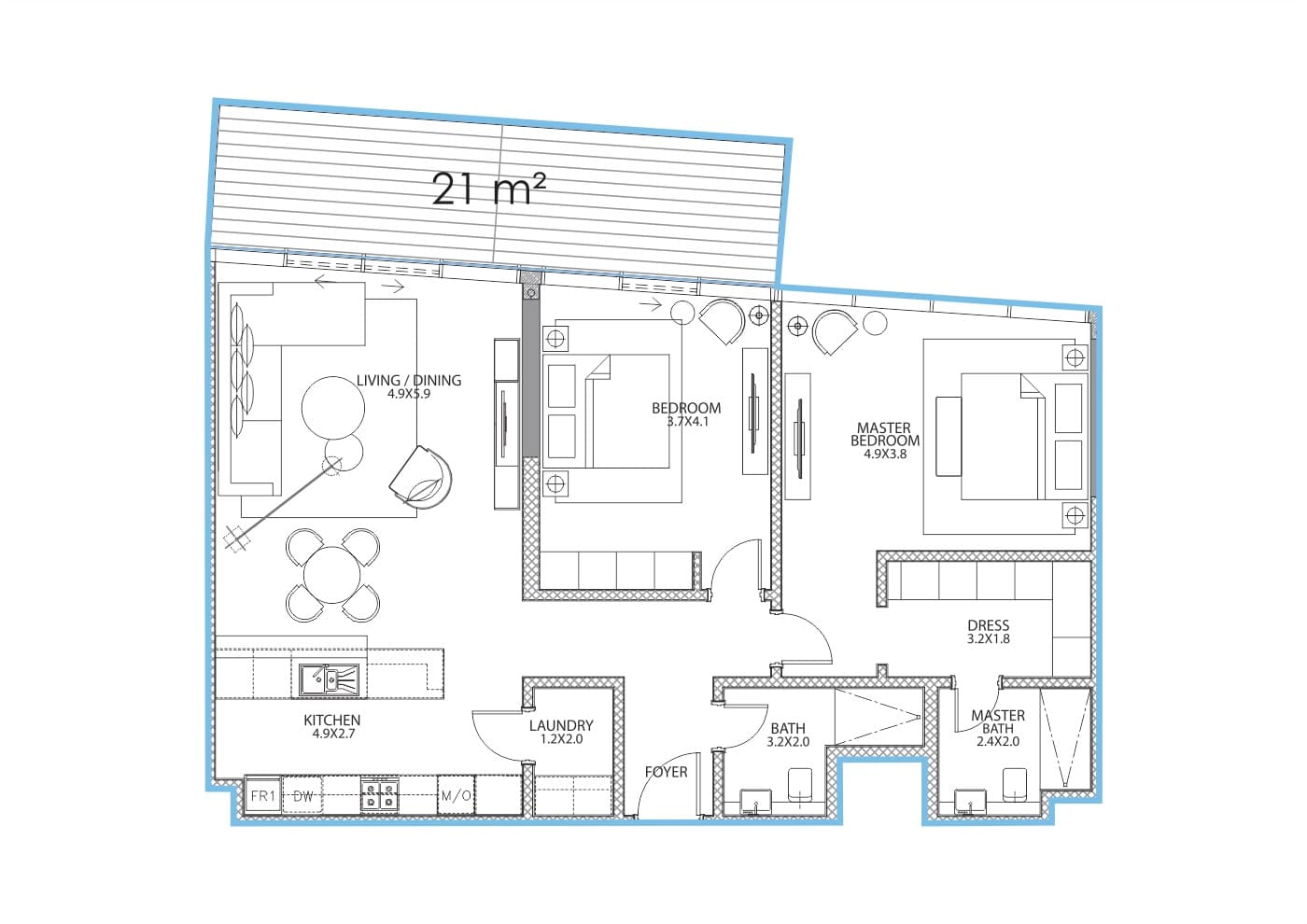 Serenia Residences 2 Bedroom floor plan