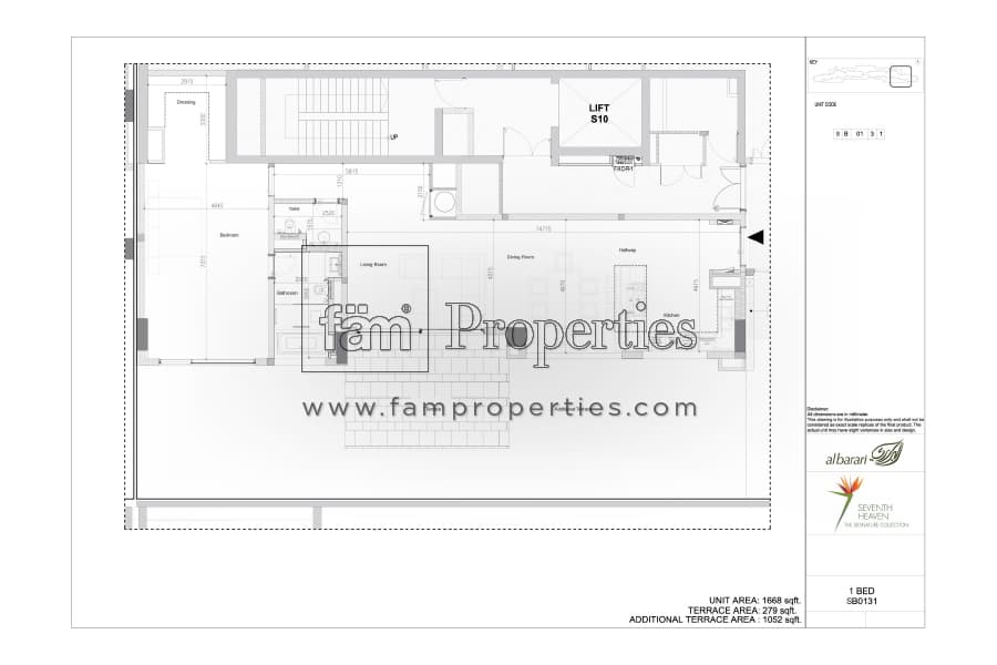 Seventh Heaven 1 Bedroom floor plan