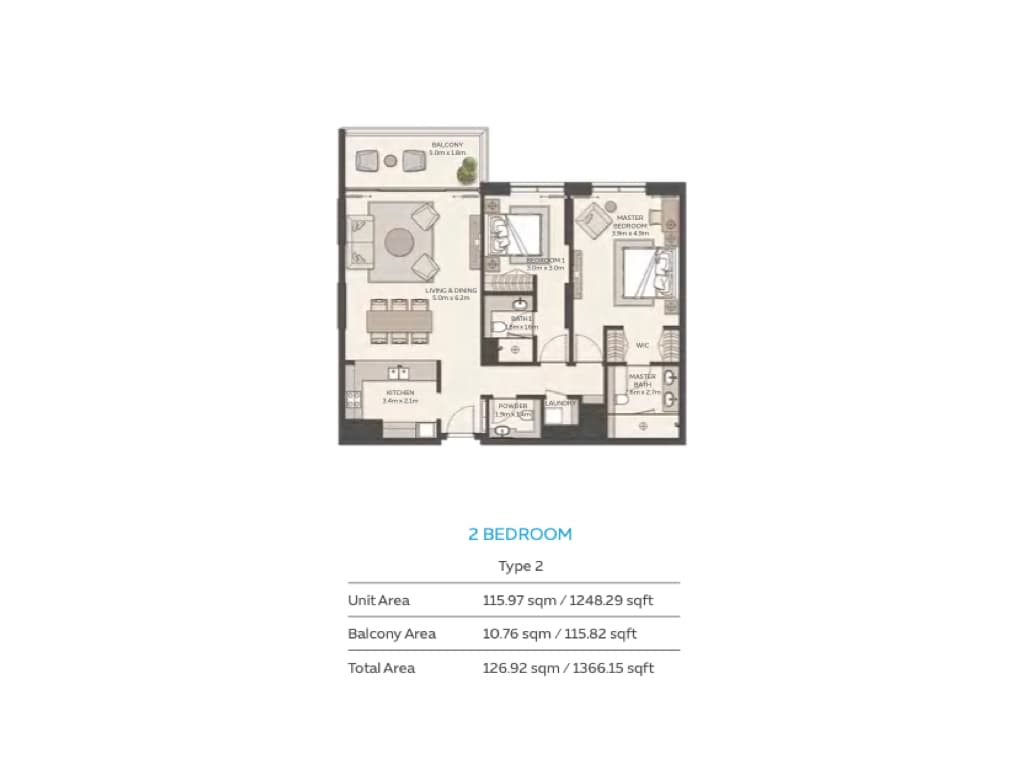 Sky Residences 2BR - Type 2 floor plan