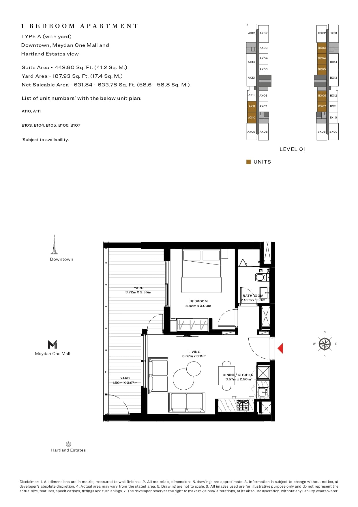Sobha Creek Vistas 1 Bedroom floor plan