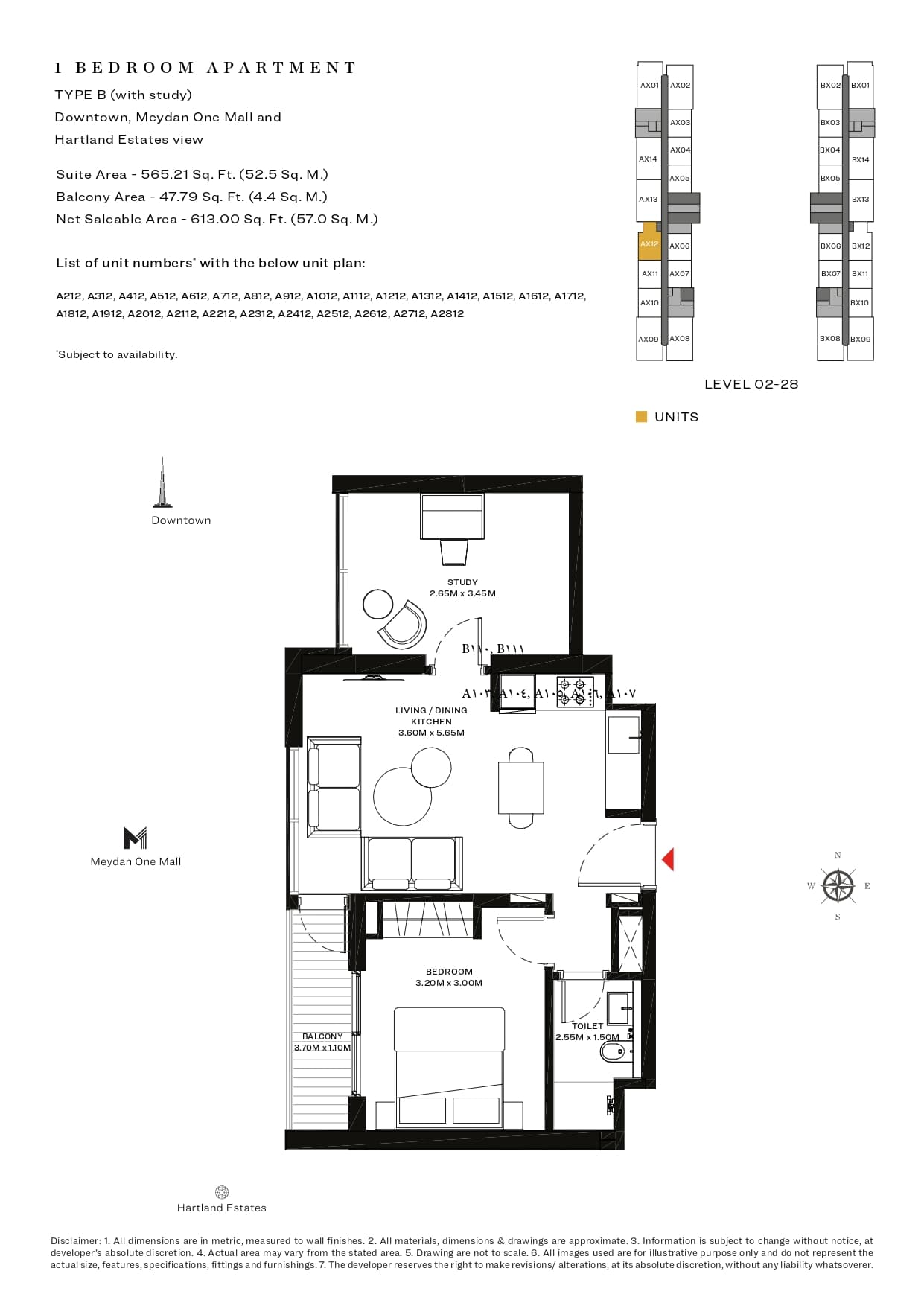 Sobha Creek Vistas 1 Bedroom floor plan