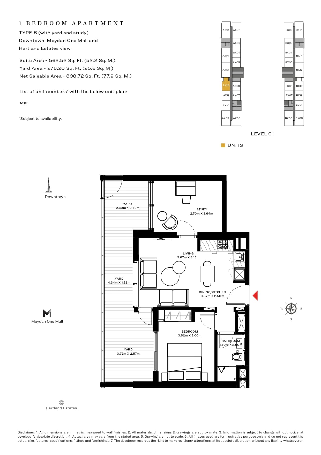 Sobha Creek Vistas 1 Bedroom floor plan
