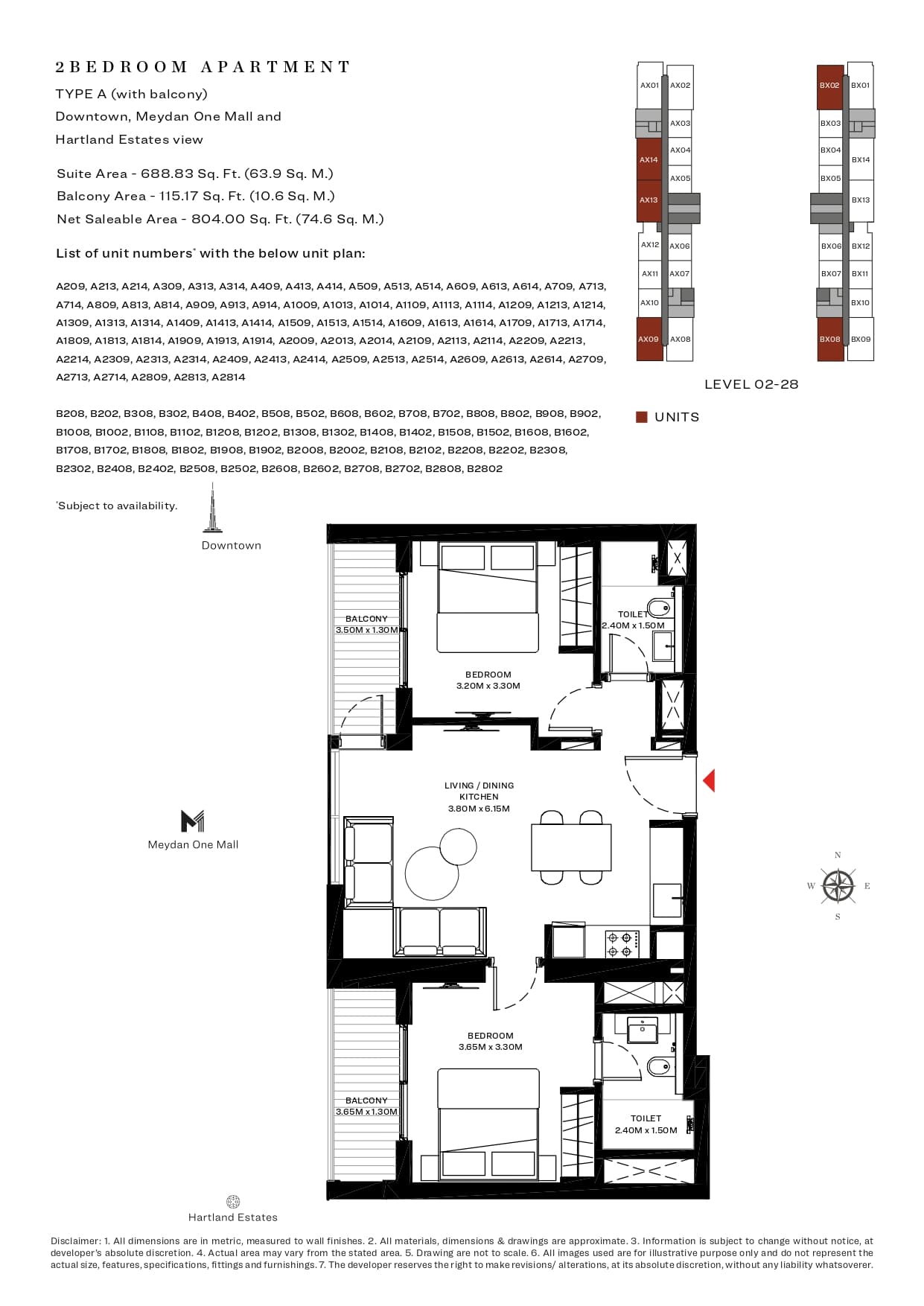 Sobha Creek Vistas 2 Bedroom floor plan