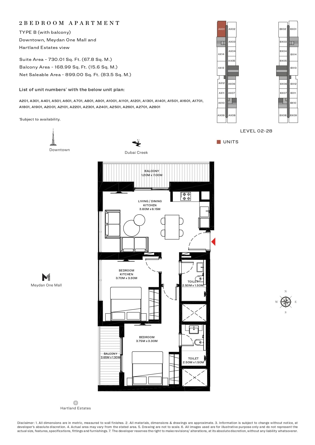 Sobha Creek Vistas 2 Bedroom floor plan