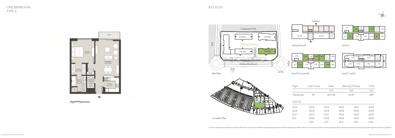 Sobha Hartland 1 Bedroom Type A floor plan
