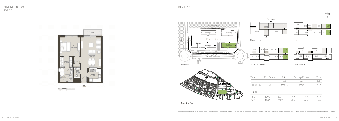 Sobha Hartland 1 Bedroom Type B floor plan