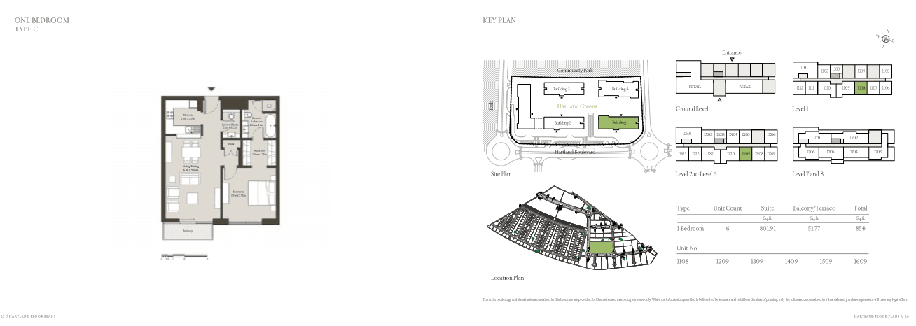 Sobha Hartland 1 Bedroom Type C floor plan