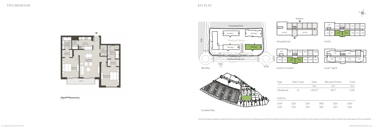 Sobha Hartland 2 Bedroom floor plan