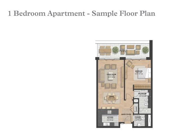 Sobha Hartland 1BR Apartment floor plan