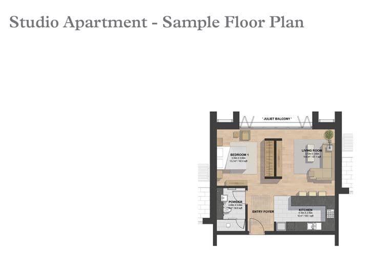 Sobha Hartland Studio Apartment floor plan