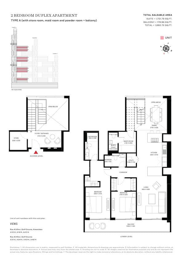 Sobha One 2 Bedroom floor plan