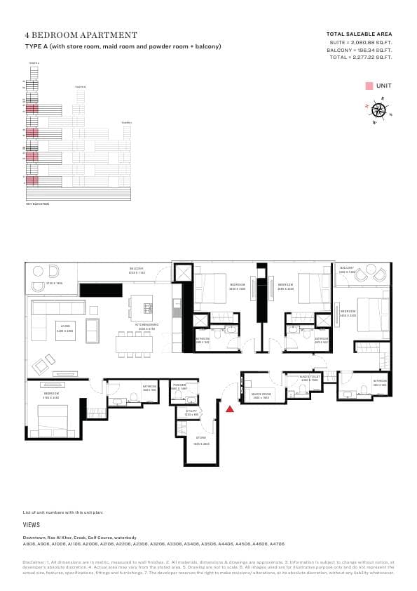 Sobha One 4 Bedroom floor plan