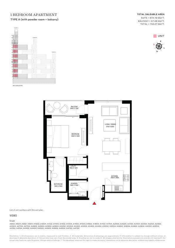 Sobha One 1 Bedroom floor plan