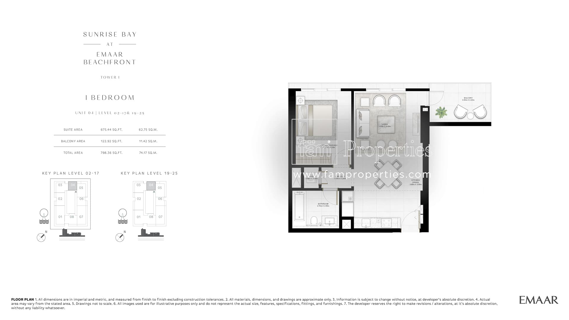 Sunrise Bay 1 Bedroom floor plan