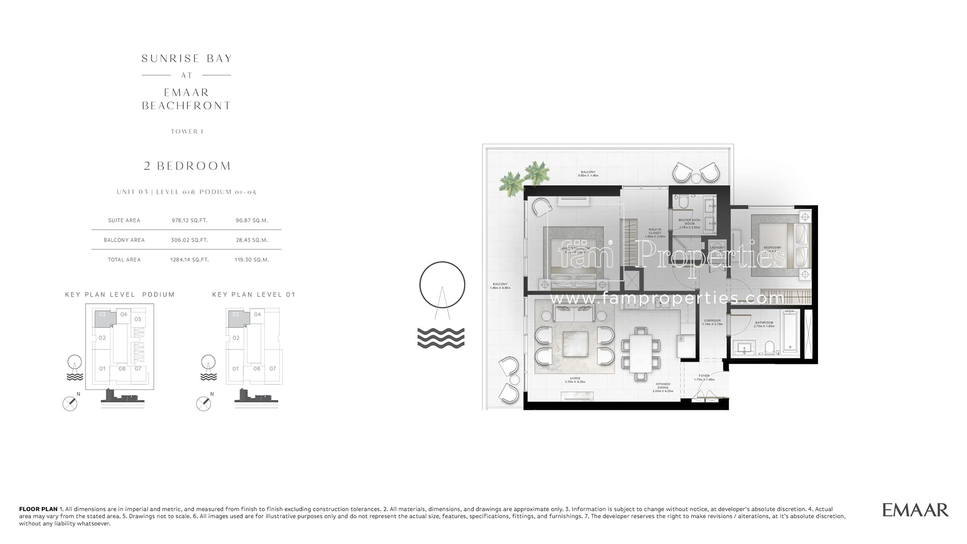 Sunrise Bay 2 Bedroom floor plan