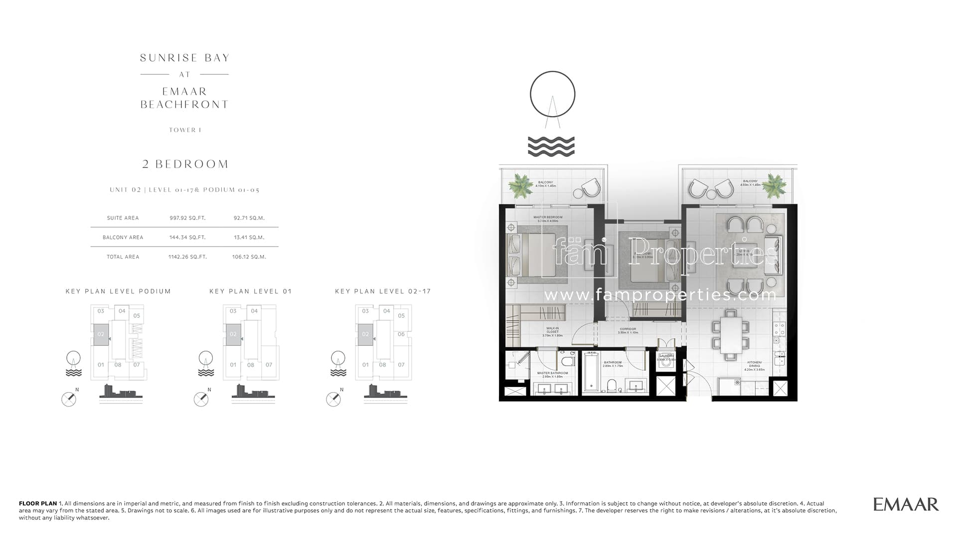 Sunrise Bay 2 Bedroom floor plan
