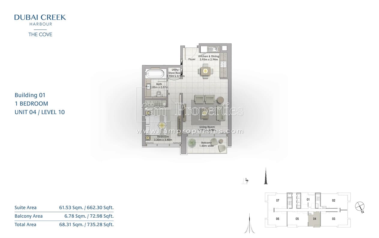 The Cove Level 10 - 1 Bedroom Apartment Unit 04 floor plan
