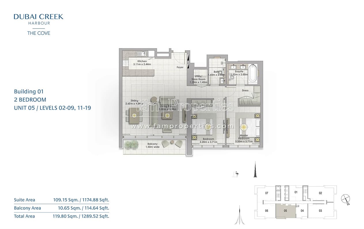 The Cove Level 02-09, 11-19 - 2 Bedroom Apartment Unit 05 floor plan