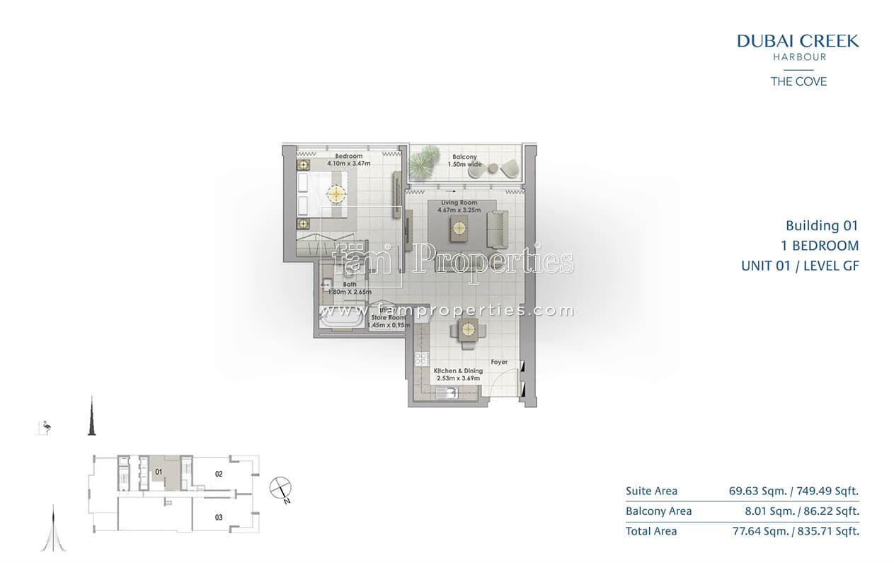 The Cove Level GF - 1 Bedroom Apartment Unit 01 floor plan