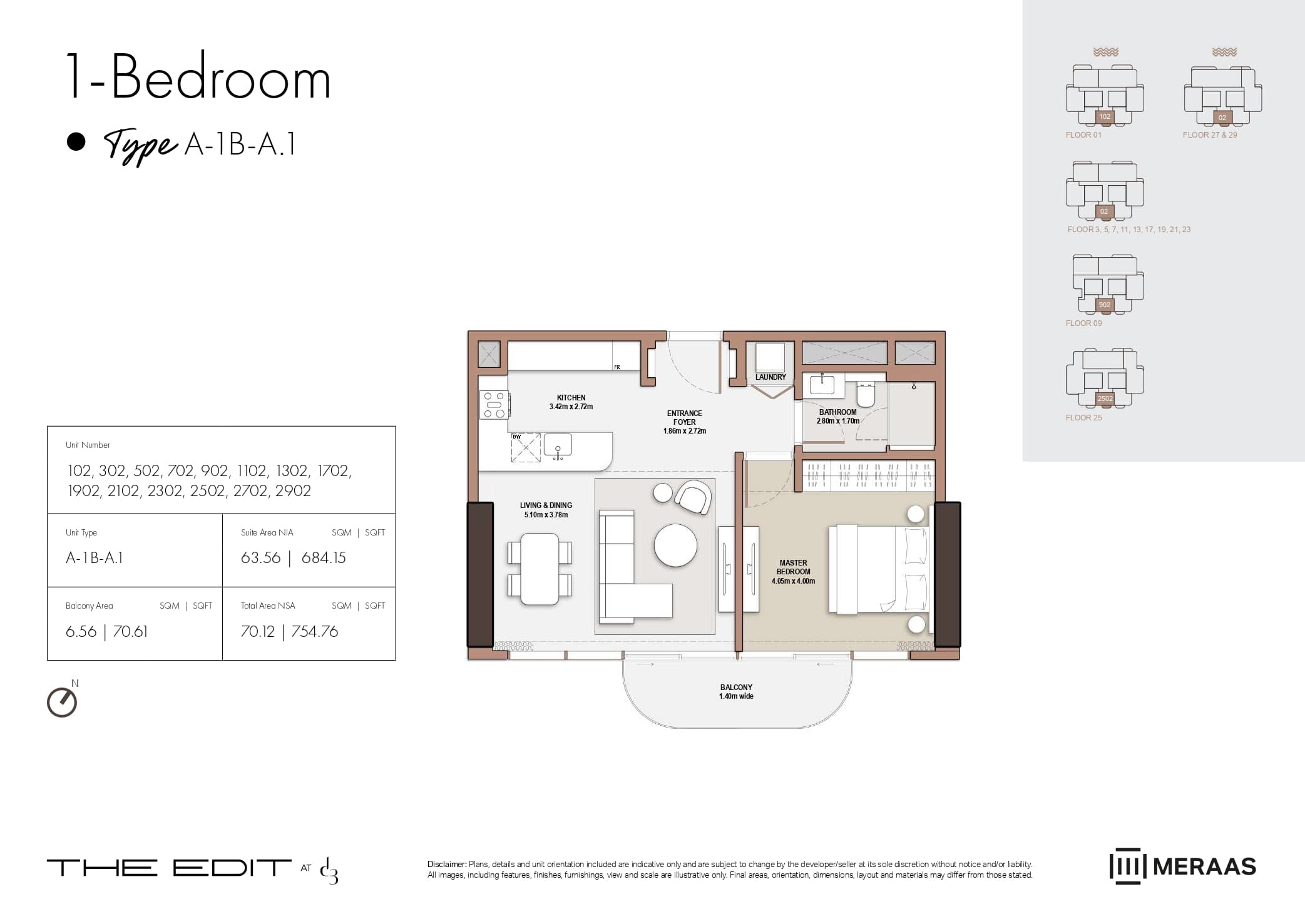 The Edit at d3 1 Bed floor plan