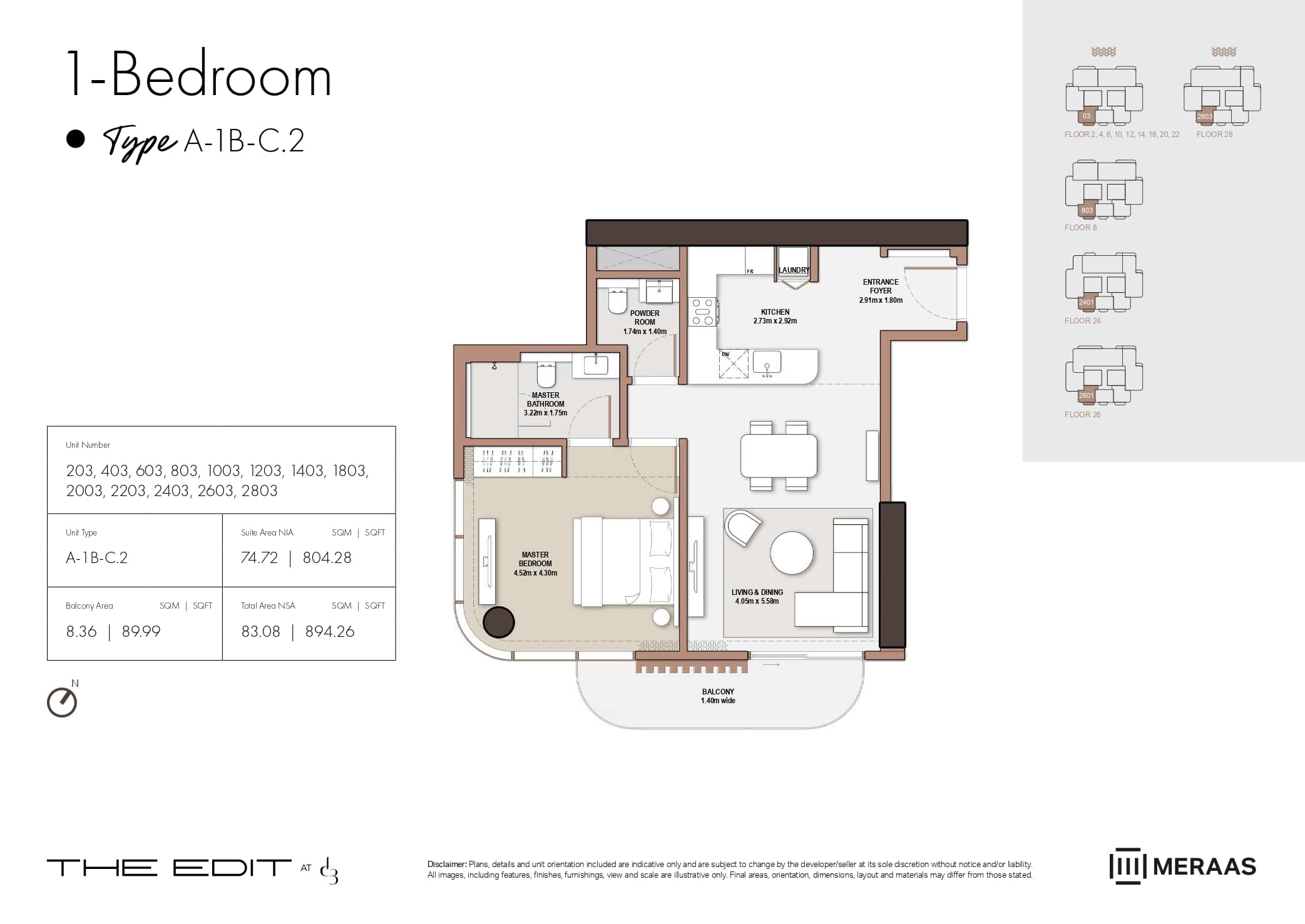 The Edit at d3 1 Bed floor plan