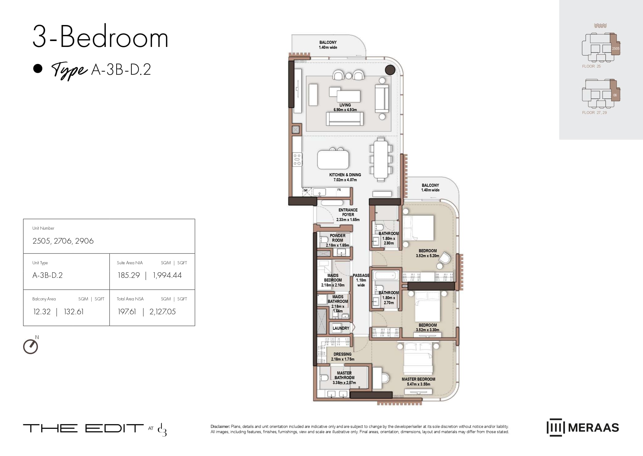 The Edit at d3 3 Bed floor plan